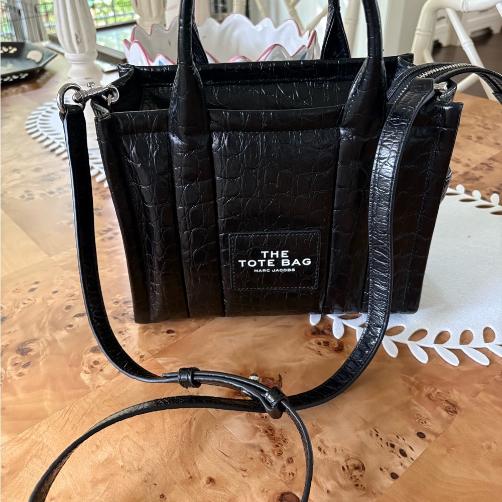 NWOT Marc Jacobs Croc-Embossed Black Tote